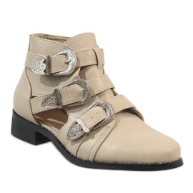 Beige ankelstøvler åbne 99-36
