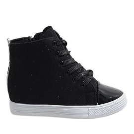 Sorte sneakers på kilen DD385-4