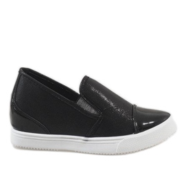 Sorte sneakers på kilen DD436-1