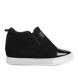 Sorte sneakers på kilen DD394-4