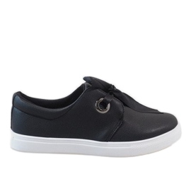 Sorte sneakers med sløjfe 3057-1