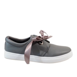 Grå sneakers med sløjfe 3057-3