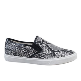 Mænds hvide slip-on-sneakers YDB-9 sort
