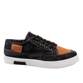 Sort denim herresneakers A9501