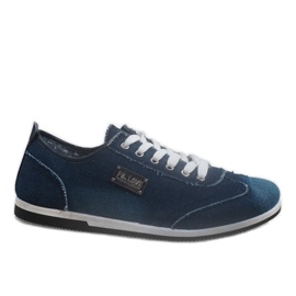 Sort denim herresneakers A9501 marine blå