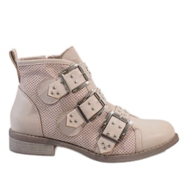 Beige støvler med nitter 8921