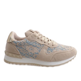 Beige sneakers med G-100 blonder
