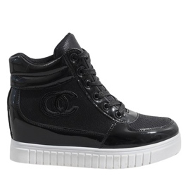 Sorte sneakers på kilen NB83P