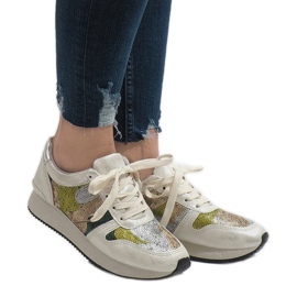 Hvide sports wedge sneakers T025 grå