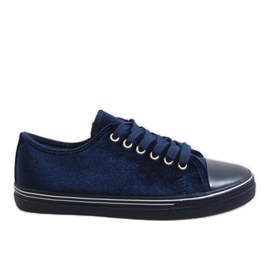 Marineblå velour sneakers BK6197-2 marine blå
