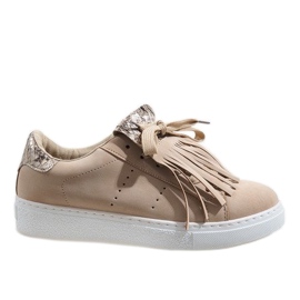 Beige sneakers med et slangemønster 451-Y