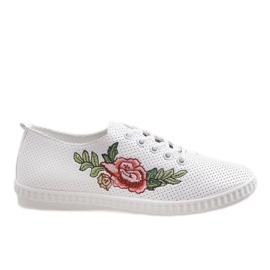 Hvide sneakers med en blomst FC221-9