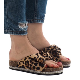 Leopardtøfler med sløjfe N-33 brun