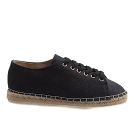 Sort snøret espadriller 831-1