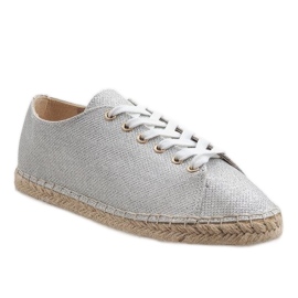 Sølv snøret espadriller 831-1 grå
