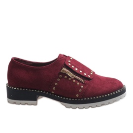 Maroon slip-on sko med studs U-6249 rød