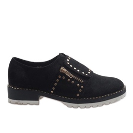 Sorte slip-on sko med U-6249 nitter