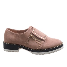 Pink slip-on sko med studs U-6249 lyserød