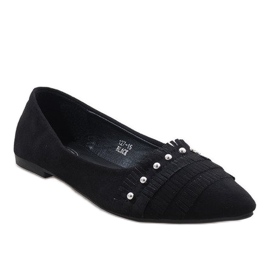 Sort ballerina i ruskind med 127-15 studs