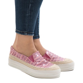 Lyserøde espadrilles sneakers på GH001 platformen
