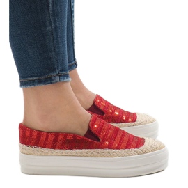 Røde sneakers espadriller på GH001 platformen