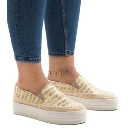 Gyldne espadrilles sneakers på GH001 platformen gylden