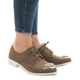 Grønne slip -ons med pailletter L155 beige