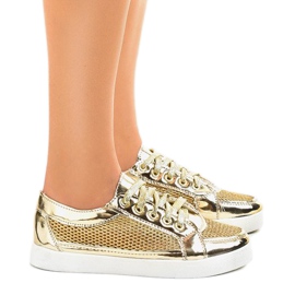 521 gyldne openwork sneakers gylden