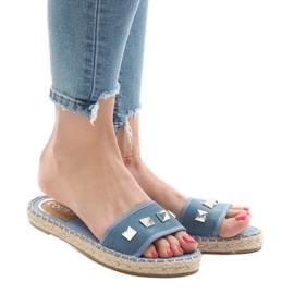 Blå jeans hjemmesko med studs 7087