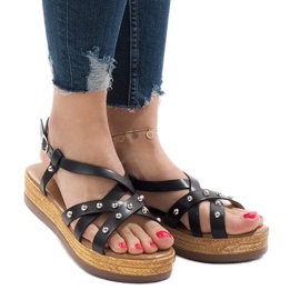 Sorte espadrillessandaler på 314-2B platformen