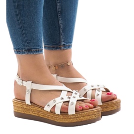 Hvide espadrillessandaler på 314-2B platformen