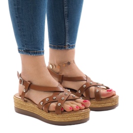 Camel espadrilles sandaler på 314-2B platformen brun