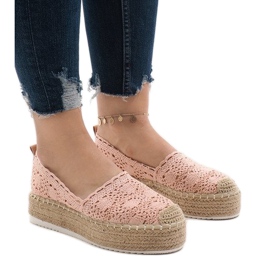 Lyserøde sneakers espadriller på 7801-P platformen