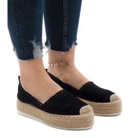 Sorte sneakers espadriller på 7801-P platformen
