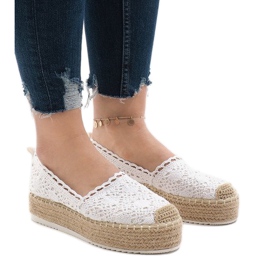 Hvide sneakers espadriller på 7801-P platformen