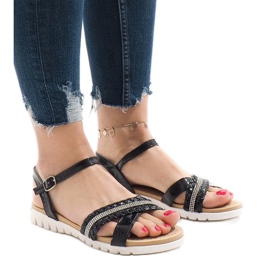Sorte sandaler med pailletter G-515-01