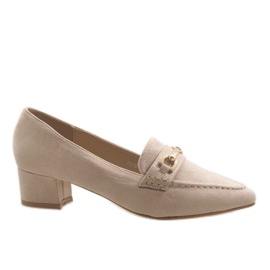 Beige ruskind høje hæle 7078-P