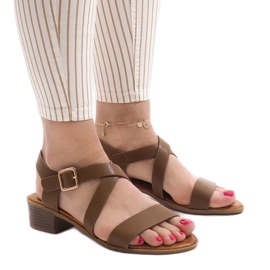 Højhælede sandaler med kamel A203 brun
