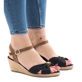 Sorte kile sandaler espadrilles 1484-1