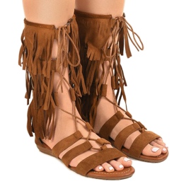 Brune flade gladiator sandaler D-41