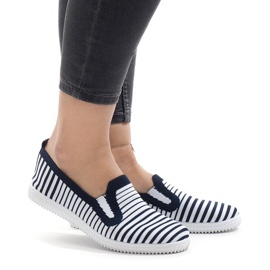 XJ-2909 marineblå stribede sneakers hvid