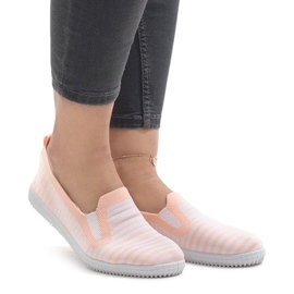 Ferskenstribede slip-on sneakers XJ-2909 hvid gul