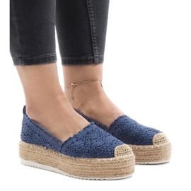 Blå espadrilles sneakers på 7801-P platformen