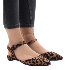 Ballerina sandaler med leopardprint 77-100 brun