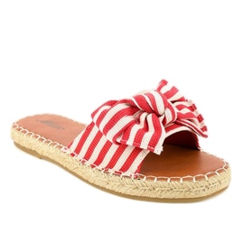 Røde flip-flops med en Z-23 bue i striber hvid