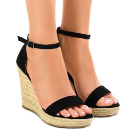Sorte kile sandaler espadrilles BD342