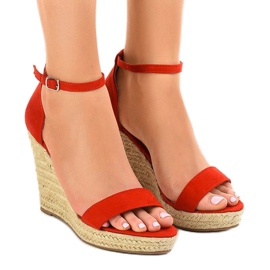 Røde kile sandaler espadrilles BD342