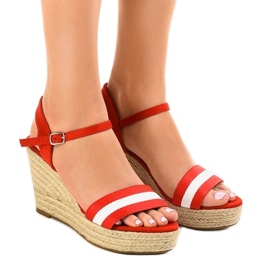 Røde sandaler med espadrilleskiver 9072