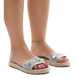 Grønne jeans hjemmesko med studs 7087 flerfarvet