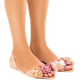 Meliski beige sandaler med blomster AE20
